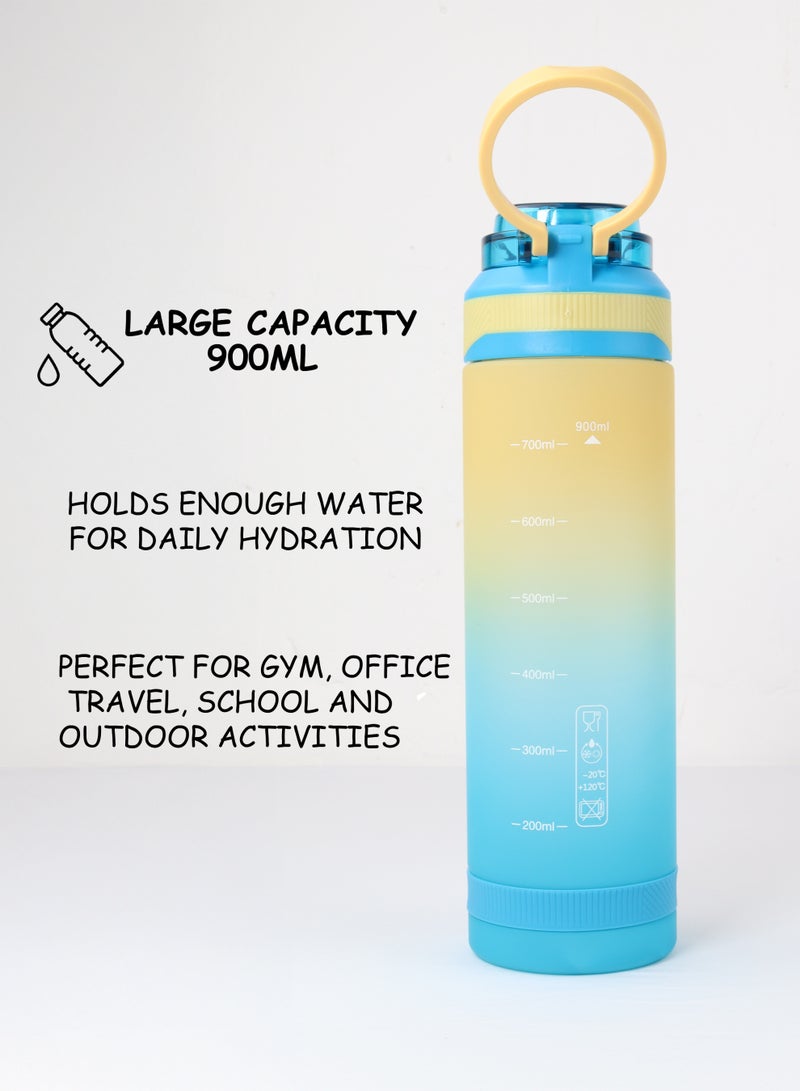 توشيونيكس زجاجة مياه شرب رياضية سعة 900 مل مع مزلاج آمن وغطاء قابل للقفل بلمسة واحدة ومقبض حمل على الغطاء - خالية من مادة BPA، غطاء مانع للتسرب، صديقة للبيئة، بلاستيك، كوب مياه قابل لإعادة الاستخدام للبالغين والأطفال في المدرسة والمكتب والترطيب اليومي والصالة الرياضية واللياقة البدنية والأنشطة الخارجية والرياضة والسفر، زجاجة سعة 30 أونصة - Image 2