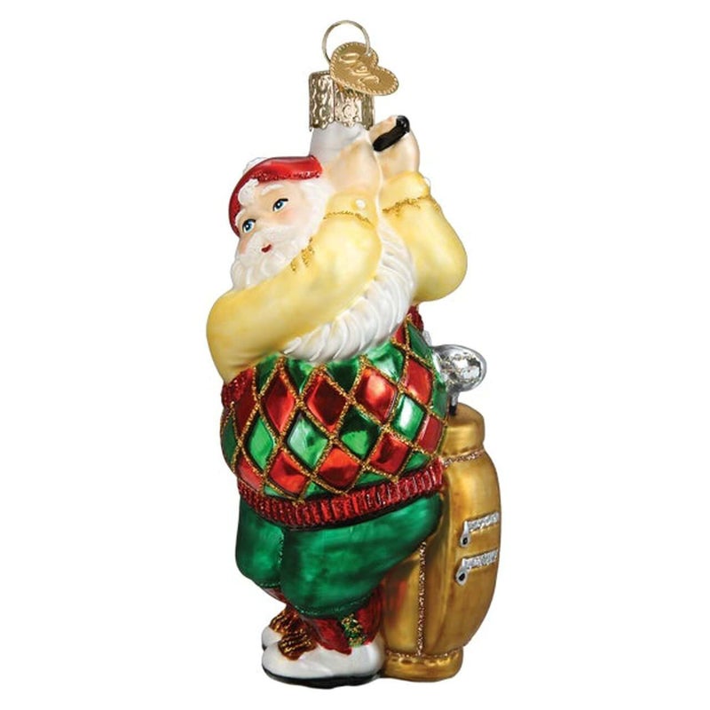 Old World Christmas Golfing Santa Glass Blown Ornament for Christmas Tree