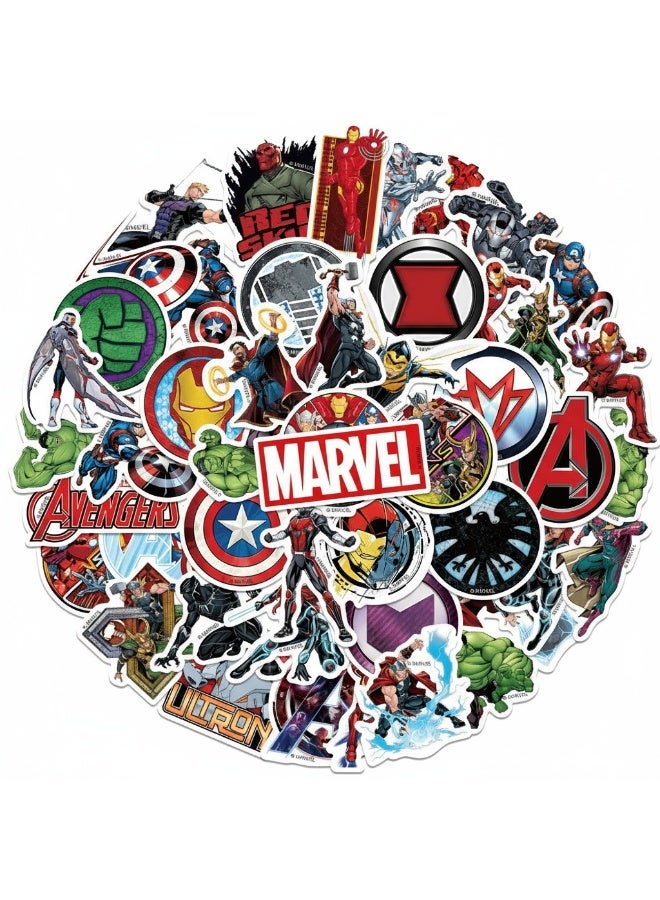 50 جهاز كمبيوتر شخصي مارفل ملصقات الكرتون لزجاجة المياه المراهقة، مقاومة للماء، فينيل ملصق للأطفال الكبار فتاة الكمبيوتر المحمول، التزلج، الهاتف، الجيتار، السفر، الحالة، ديكور الدراجة - Image 1