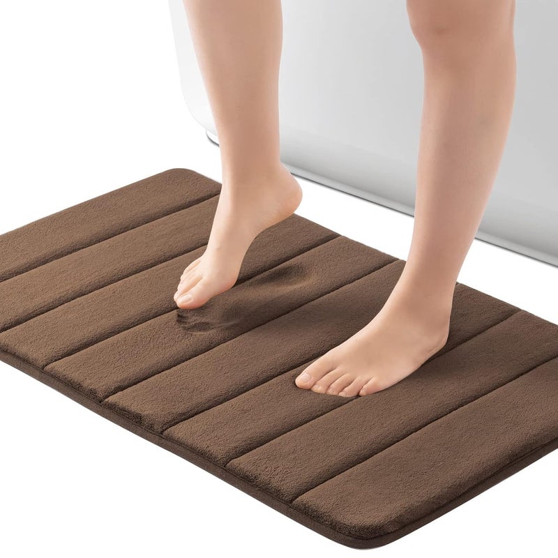 JOLYMIT 40 X 60 Cm Rectangular Water Absorbent Bathroom Door Mats Big Size Anti Slip Water Soaking Bath Mat for Rug Carpet Soft Comfortable to Wash 1 Pcs 40 X 60 CmCoffee - Image 1