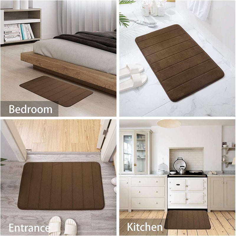 JOLYMIT 40 X 60 Cm Rectangular Water Absorbent Bathroom Door Mats Big Size Anti Slip Water Soaking Bath Mat for Rug Carpet Soft Comfortable to Wash 1 Pcs 40 X 60 CmCoffee - Image 5