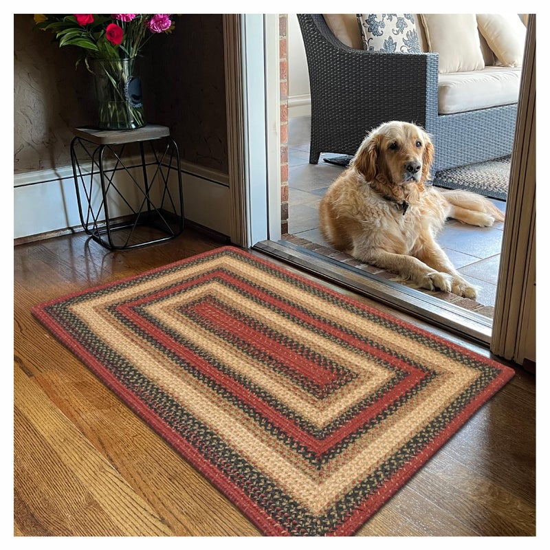 Homespice Highland Small Braided Rug 20x30 - A Multicolor Jute Kitchen Rug for Country Decor - Image 1