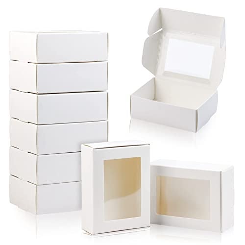BadenBach 50 PCS Mini Kraft Boxes with Windows,3.33" x 2.35" x 1.18",Small Soap Box for Homemade Soap,Paper Small Gift Boxes Bulk for Candy Cookies Party Favors Mother's Day Supplies(White) - Image 3