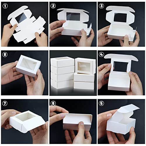 BadenBach 50 PCS Mini Kraft Boxes with Windows,3.33" x 2.35" x 1.18",Small Soap Box for Homemade Soap,Paper Small Gift Boxes Bulk for Candy Cookies Party Favors Mother's Day Supplies(White) - Image 5