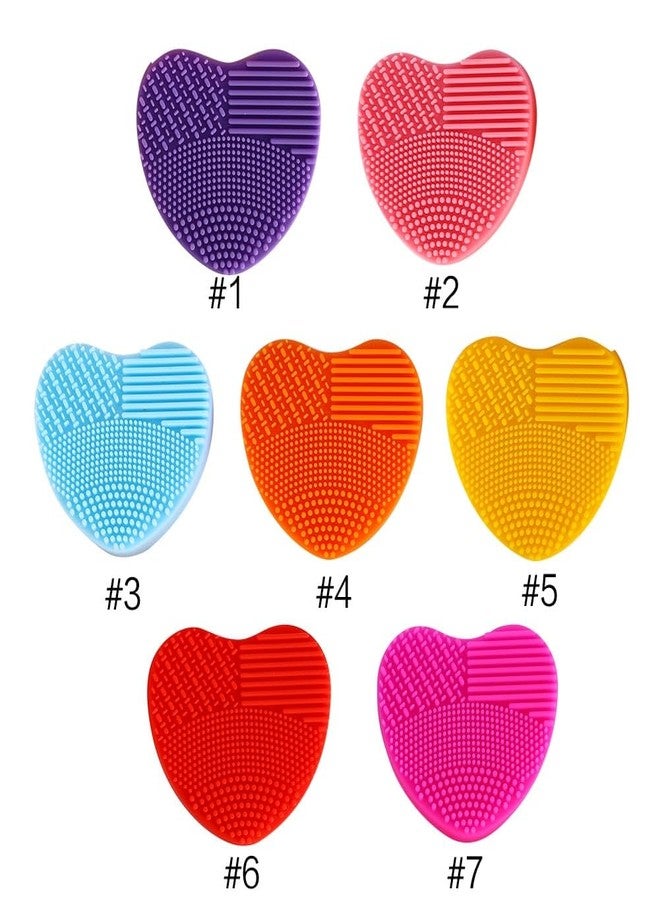 FEELHIGH حصيرة تنظيف فرش المكياج من فيلهاي، وسادة تنظيف مستحضرات التجميل المصنوعة من السيليكون الناعم والمتين، وعاء تنظيف فرش المكياج القابل للطي، أداة غسيل محمولة مع 4 أنواع من الأسطح (عبوة من قطعتين - شكل قلب) - Image 5