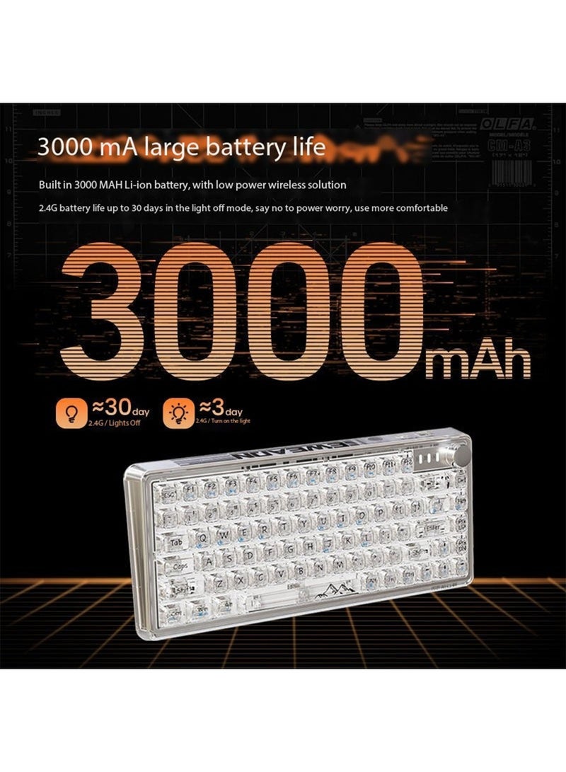 GT-Wheel Bluetooth Wireless Keyboard Transparent RGB Mechanical Dual Mode Rechargeable USB Computer Programmable Keys Gaming Keyboard  - Image 5