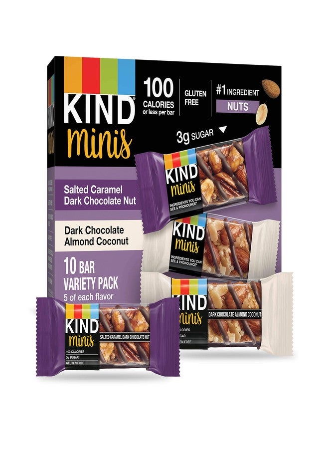 KIND Bar Mini's, Salted Caramel & Dark Chocolate Almond Coconut, Gluten Free, 100 Calories, Low Sugar, 10 Count, Pack of 6 - Image 1