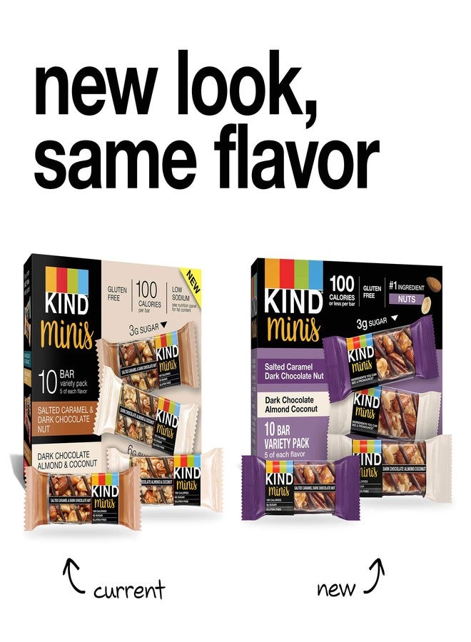 KIND Bar Mini's, Salted Caramel & Dark Chocolate Almond Coconut, Gluten Free, 100 Calories, Low Sugar, 10 Count, Pack of 6 - Image 5
