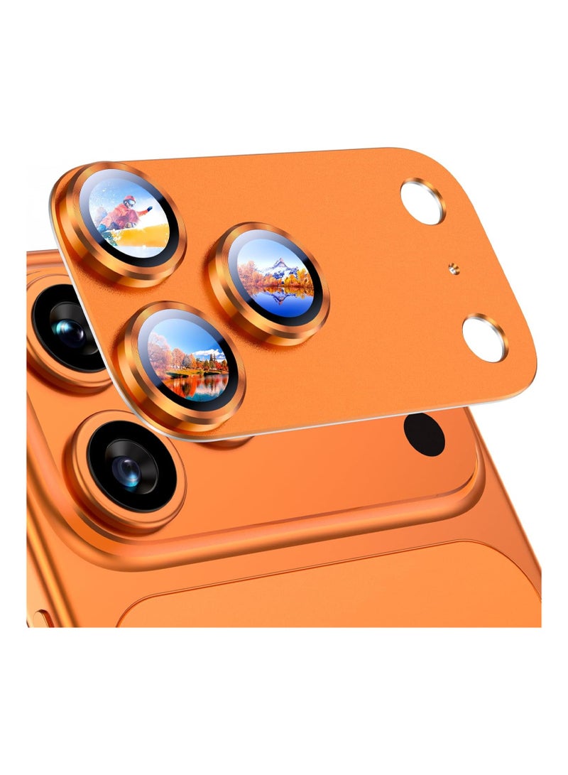For iPhone 17 Pro Max Camera Lens Protector Upgrade Strong Adhesion Alloy Metal Tempered Glass Rear Camera Screen Protector Shatterproof Cover Film Accessories (Cosmic Orange) - Image 1