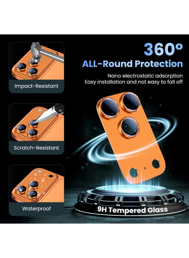 For iPhone 17 Pro Max Camera Lens Protector Upgrade Strong Adhesion Alloy Metal Tempered Glass Rear Camera Screen Protector Shatterproof Cover Film Accessories (Cosmic Orange) - Image 2