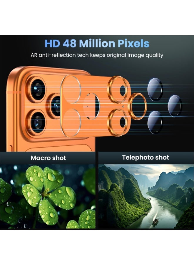 For iPhone 17 Pro Max Camera Lens Protector Upgrade Strong Adhesion Alloy Metal Tempered Glass Rear Camera Screen Protector Shatterproof Cover Film Accessories (Cosmic Orange) - Image 3