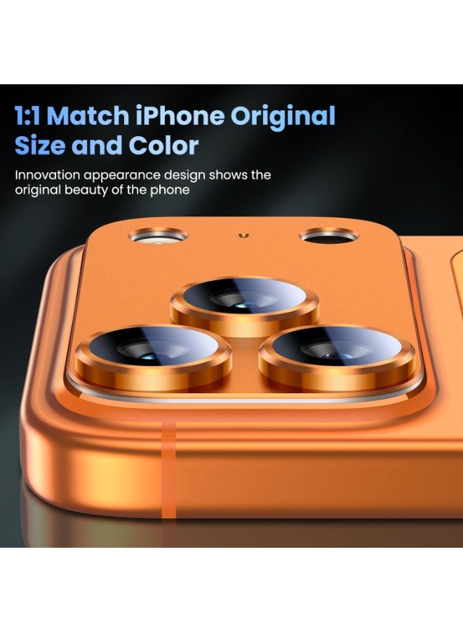 For iPhone 17 Pro Max Camera Lens Protector Upgrade Strong Adhesion Alloy Metal Tempered Glass Rear Camera Screen Protector Shatterproof Cover Film Accessories (Cosmic Orange) - Image 5