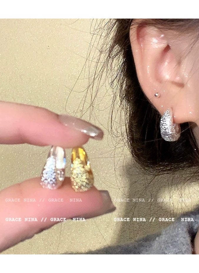 Nice Case Elegant Vintage-Inspired Hoop Earrings for Women , Classic French Luxe Design, Fashionable silvery Finish – Versatile for Daily and Vacation Wear, One Pair  - Image 2