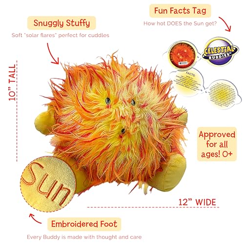 Celestial Buddies Sun Buddy | 12" Soft Stuffed Plush, Embroidered Features, Fun Planet Facts Tag for Kids – STEM Learning, Educational Gift, Classroom & Homeschool Science Space Astronomy | 0+ - Image 2