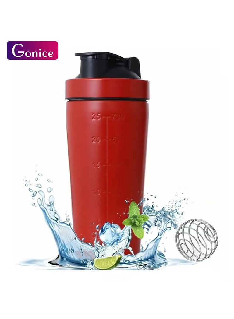 Gonice Shaker Bottle with Wire Whisk, Protein Shaker Bottle for Protein Mixes, Stainless Steel Shaker Bottle, Metal Shaker Bottle,Large Shaker Bottle (750ml). - Image 1