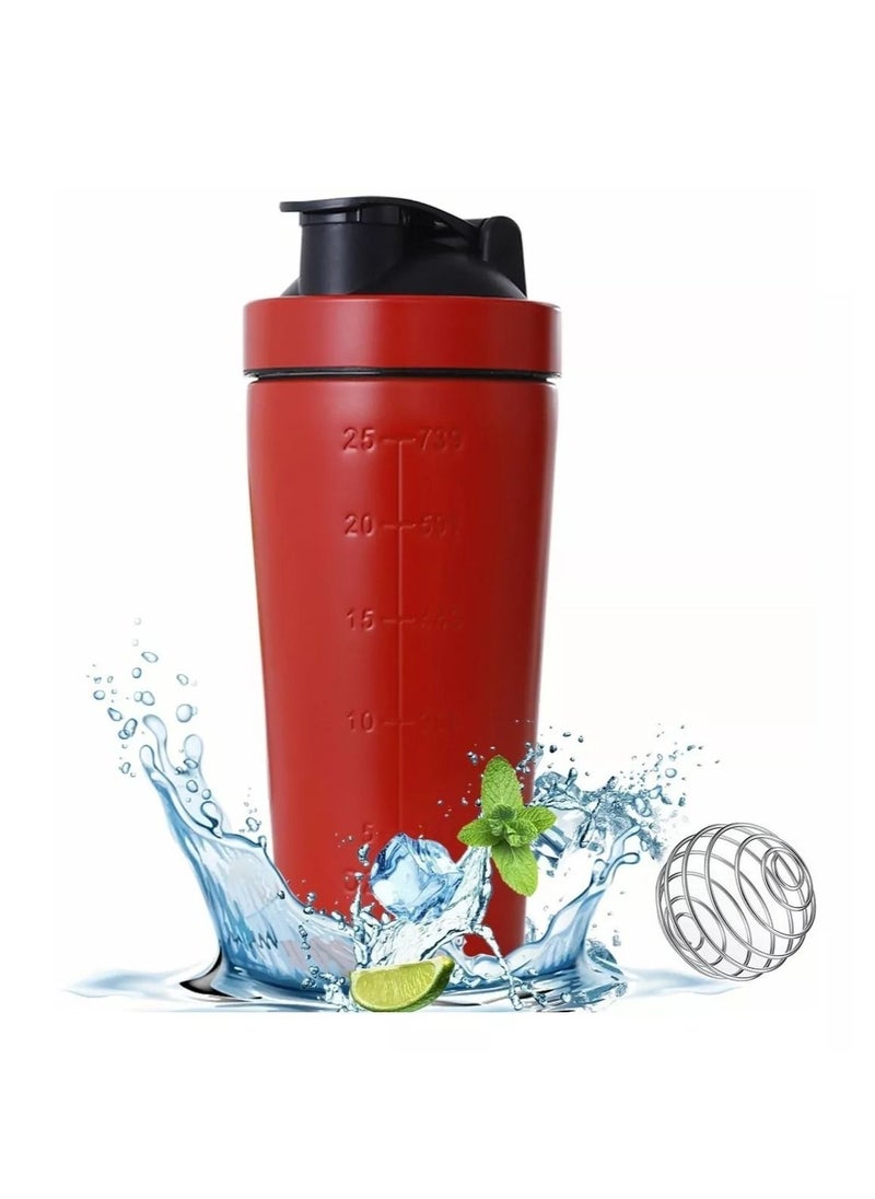 Gonice - Shaker Bottle with Wire Whisk, Protein Shaker Bottle for Protein Mixes, Stainless Steel Shaker Bottle, Metal Shaker Bottle,Large Shaker Bottle (750ml). - Image 1