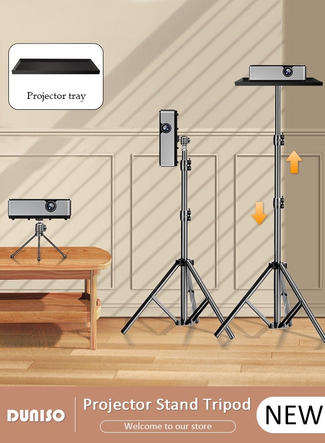 DUNISO Projector Stand Tripod, Laptop Floor Stand Adjustable Height 58 to 170 CM, Portable Multifunctional Projector Tripod Stand for Office Home Theater, Projector Stand for Outdoor Movies