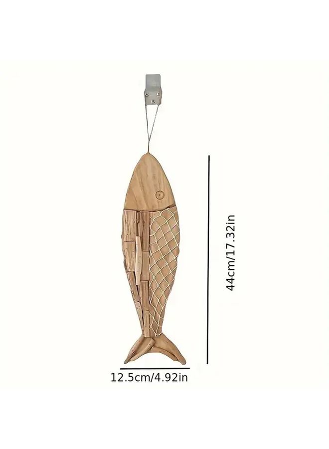 Decorative Wooden Fish Wall Hanging Nautical Style Home Wall Decoration - Image 2