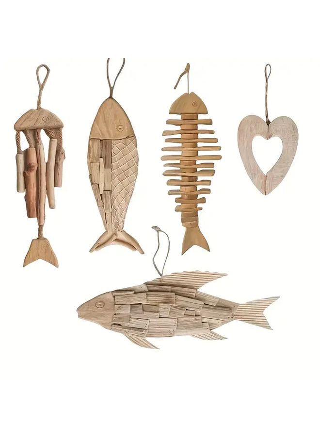 Decorative Wooden Fish Wall Hanging Nautical Style Home Wall Decoration - Image 5