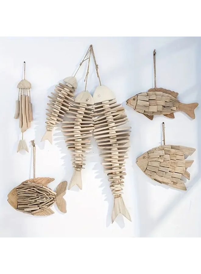 Decorative Wooden Fish Wall Hanging Nautical Style Home Wall Decoration - Image 4