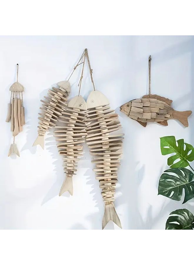 Decorative Wooden Fish Wall Hanging Nautical Style Home Wall Decoration - Image 1