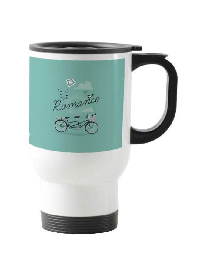 RYN Bicycle Printed Travel Mug White/Blue 13centimeter