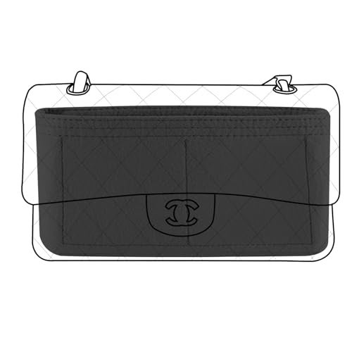 Lckaey Bag Organizer for Chanel bag Classic Flap cf jumbo bag Purse Insert - Handbag Felt Insert Y069black-S - Image 1