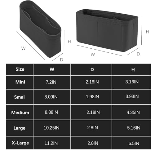 Lckaey Bag Organizer for Chanel bag Classic Flap cf jumbo bag Purse Insert - Handbag Felt Insert Y069black-S - Image 3