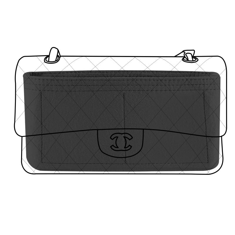 Lckaey Bag Organizer for Chanel bag Classic Flap cf jumbo bag Purse Insert - Handbag Felt Insert Y069black-S - Image 5