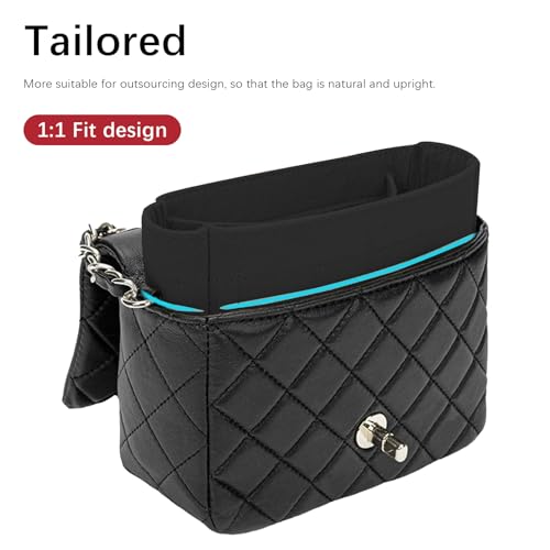 Lckaey Bag Organizer for Chanel bag Classic Flap cf jumbo bag Purse Insert - Handbag Felt Insert Y069black-S - Image 4