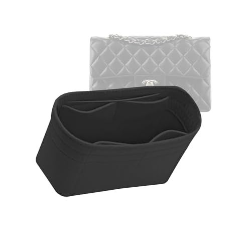 Lckaey Bag Organizer for Chanel bag Classic Flap cf jumbo bag Purse Insert - Handbag Felt Insert Y069black-S - Image 2