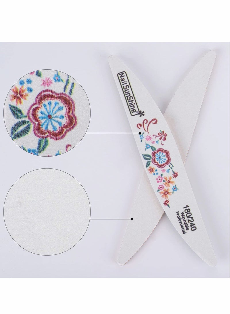 10 PCS  Grit Acrylic Nail Files for Natural Nails, 180/240 Reusable Nail File Pack Emery Boards for Nails