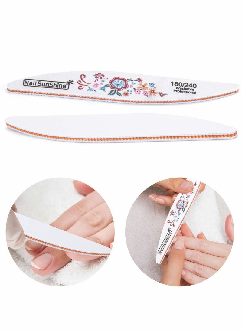 10 PCS  Grit Acrylic Nail Files for Natural Nails, 180/240 Reusable Nail File Pack Emery Boards for Nails