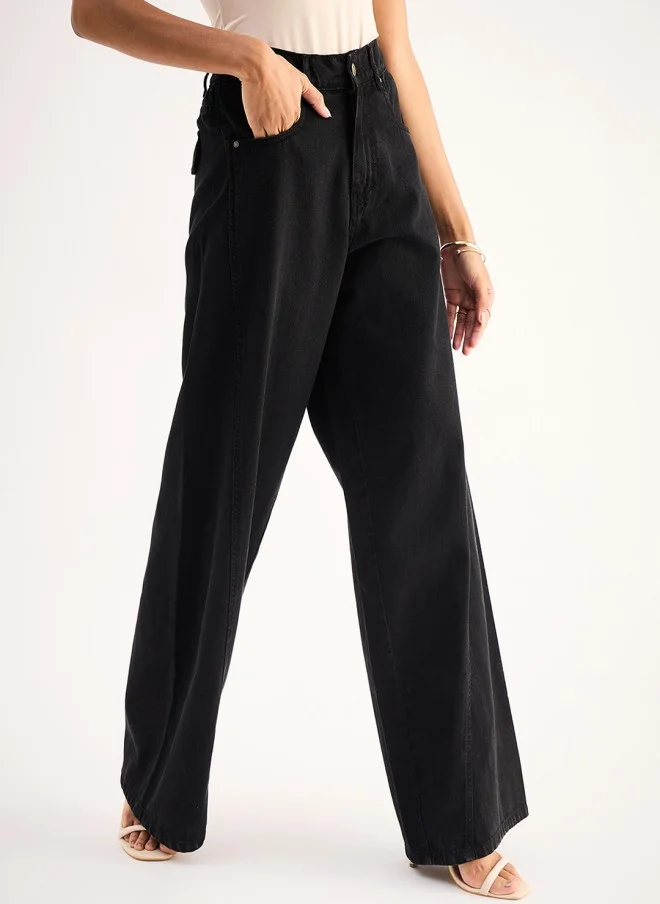 ساسافراس Wide Leg High-Rise Black Jeans for Women