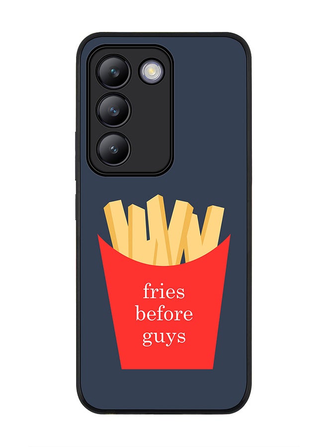 Stylizedd Rugged Black edge case for Vivo V30 Lite 5G, Slim fit Soft Case Flexible Rubber Edges Anti Drop TPU Gel Thin Cover -  Fries Before Guys - Image 1