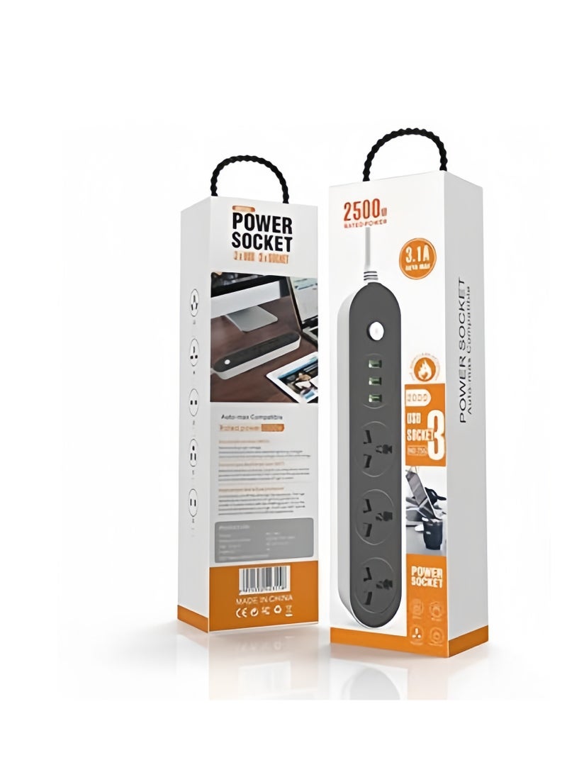 Generic Power Strip with USB, Extension lead with USB slots 13A Power Strips 3 Way 3 USB Ports Surge Protector Black Extension Lead Universal Power Strips with 1.6 Bold Extension cord  - Image 5
