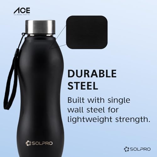 SOLPRO Ace 1000mL ISI Certified Stainless Steel Water Bottle for Office,School,College,Travel,Gym,Yoga,Camping,Sports & Outdoor For Men,Women,Athletes,Kids,Children,Student, Leak & BPA Free (Black) - Image 5