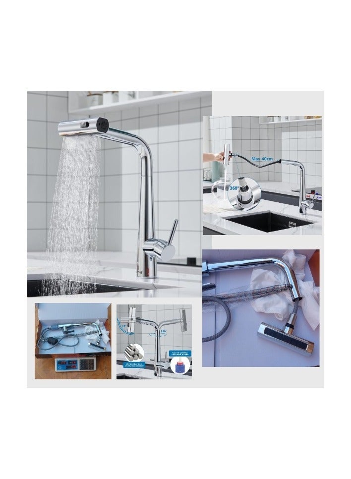 Brass Bathroom Sink Mixer - 2K Multi-Angle Spray with Foam Spray Mode, Push Mode - Image 3