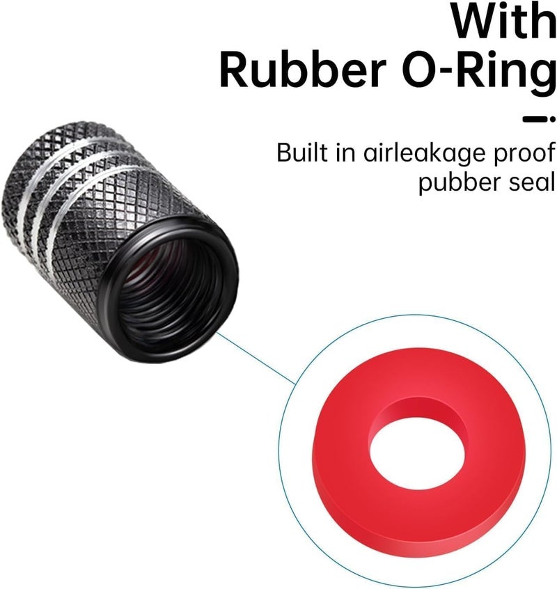 YUIQIEUY Tire Valve Stem Caps Covers Mercedes Benz A C E S Class Series GLK CLA GLA GLC GLE CLS SLK AMG Series Belt O-Ring Seals Corrosion Resistant, Tire Valve Stem Air Caps 4 Pack Black - Image 5