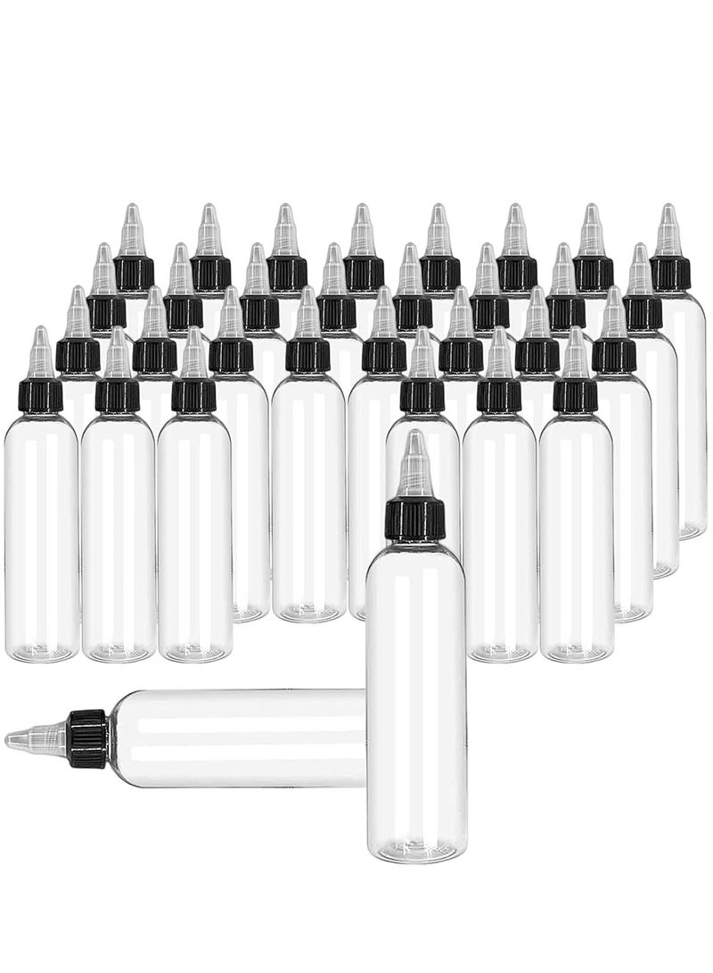 32PCS 4oz Plastic Squeeze Bottles Clear Dispensing Bottles with Twist Top Cap Twist Top Squeeze Bottles Empty Squeeze Bottles for Crafts Kitchen Household - Image 1