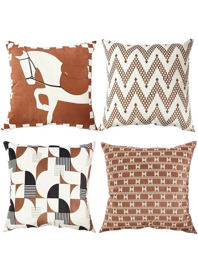 Throw Pillow Cover Collection DecorativeSquare, 18x18, Clay Aztec Prints, 4 Piece - Image 1