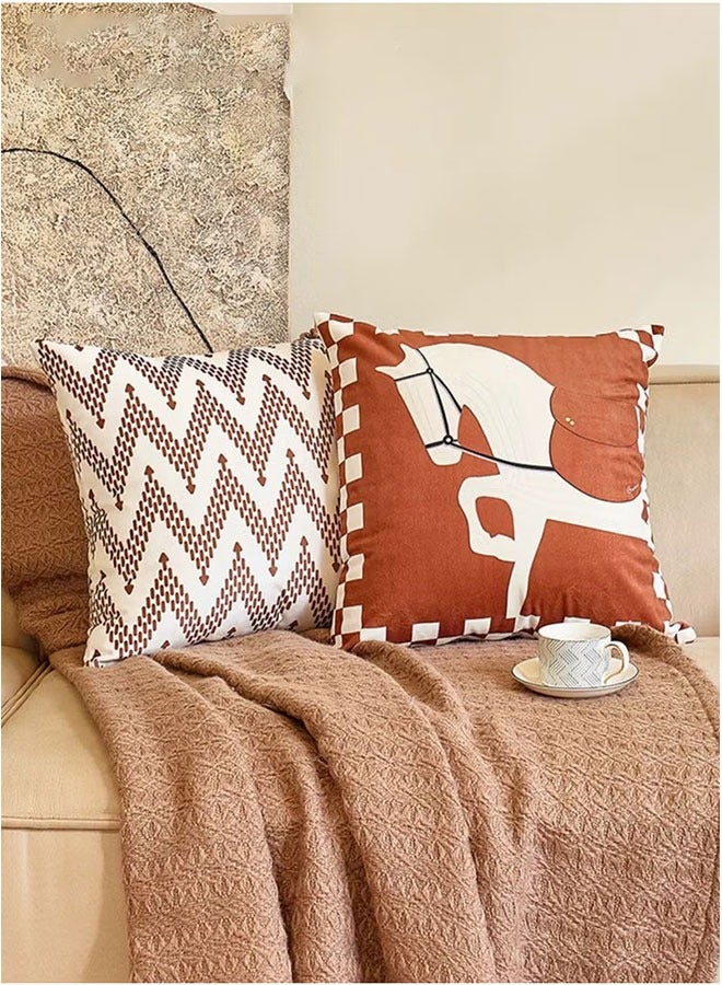 Throw Pillow Cover Collection DecorativeSquare, 18x18, Clay Aztec Prints, 4 Piece - Image 2