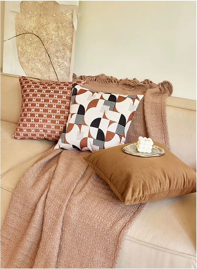 Throw Pillow Cover Collection DecorativeSquare, 18x18, Clay Aztec Prints, 4 Piece - Image 5