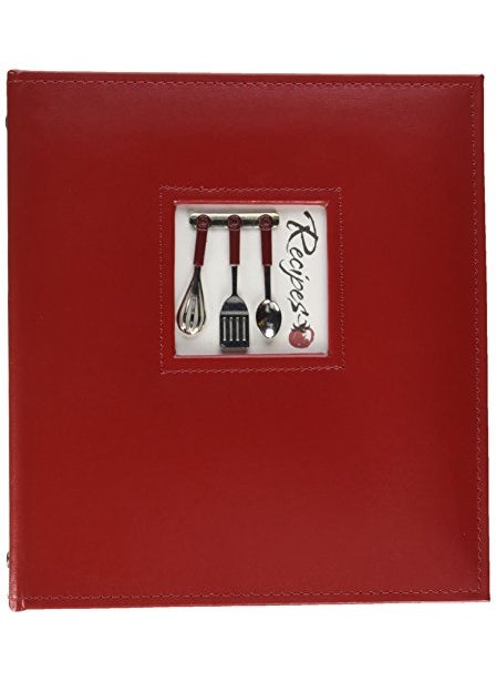 C.R. Gibson CR Gibson Red Leather Kitchen Recipe Keeper Binder 9 x 95 