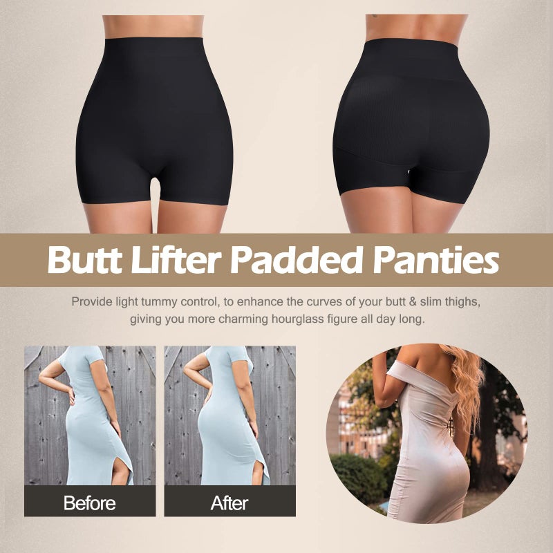 JOYSHAPER Womens Padded Underwear Butt Lifter Panties Butt Lifting Shapewear Tummy Control Booty Enhancer Shorts Black L - Image 4