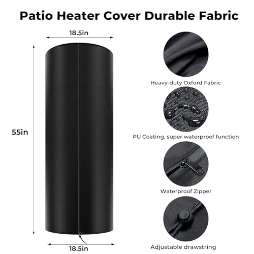 havyduti Tower Round Patio Heater Covers Oxford Fabric Heavyduty and Weatherresistant Waterproof Dustproof Snowproof Windproof with Zipper and Storage Bag - Image 3