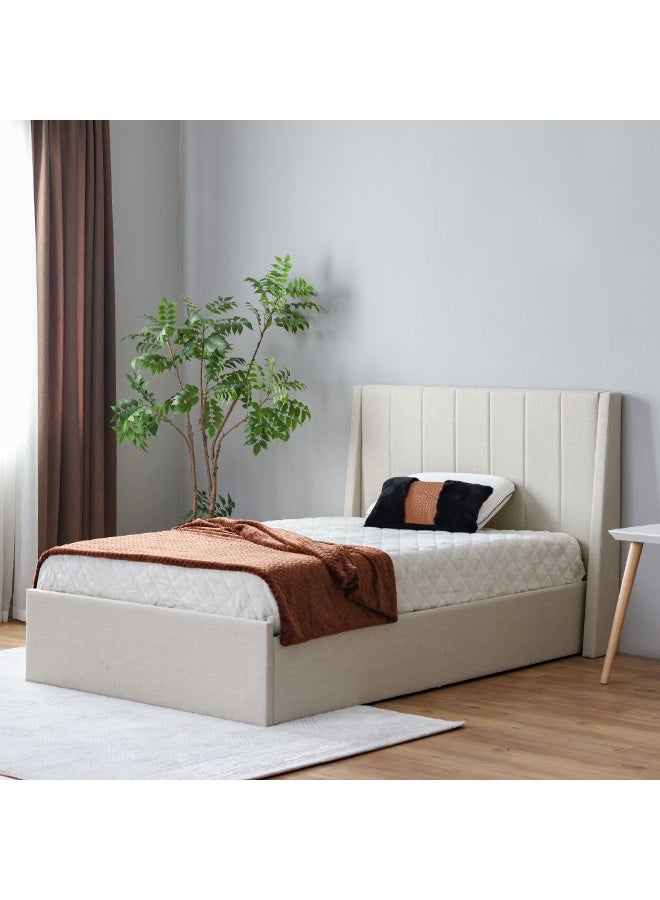 Supreme Benz 120X200 Upholstered Bed Kids Bed | Modern Design Wooden Kids Single Bed Frame Furniture | Comfortable Bed (Mattress Not Included) L215.5xW142xH111cm-Beige - Image 1