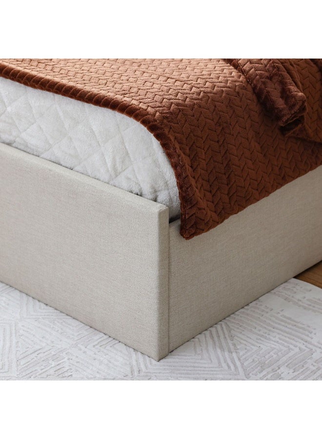 Supreme Benz 120X200 Upholstered Bed Kids Bed | Modern Design Wooden Kids Single Bed Frame Furniture | Comfortable Bed (Mattress Not Included) L215.5xW142xH111cm-Beige - Image 3