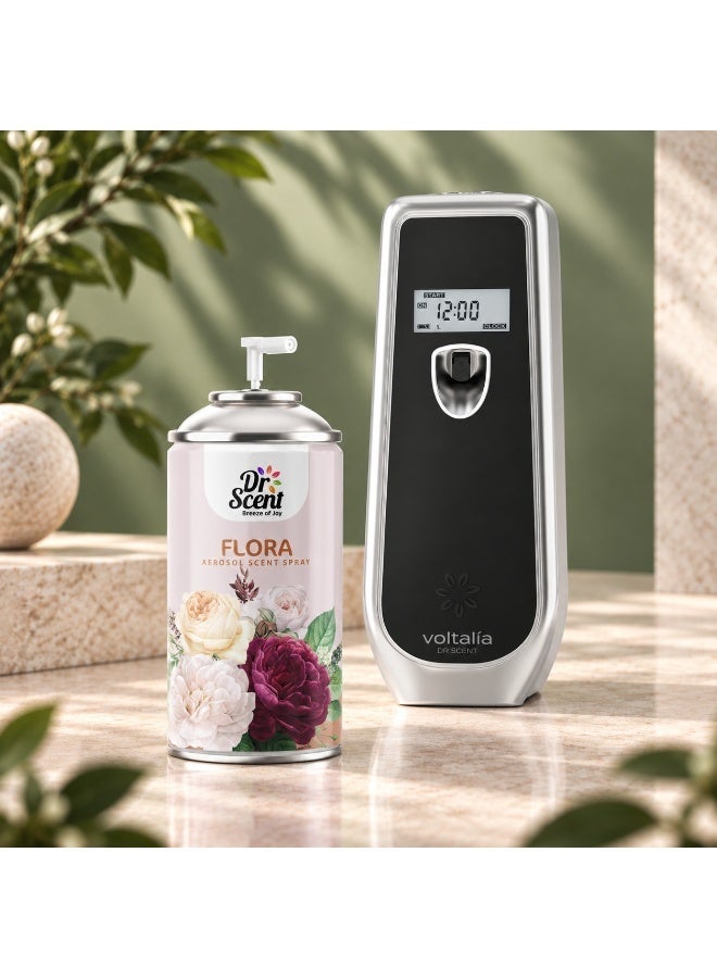 Dr Scent Automatic Air Freshener Dispenser Voltalia LCD – Free Stand or Wall Mounted + Flora Aerosol Spray (300ml) Bundle - Image 3