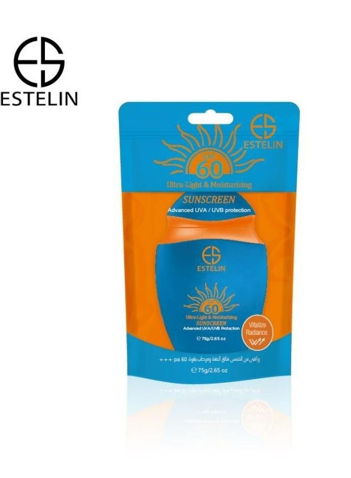 ESTELIN كريم واقي من الشمس حماية متقدمة من الأشعة فوق البنفسجية الطويلة والمتوسطة 60 PA+++ 75 جم